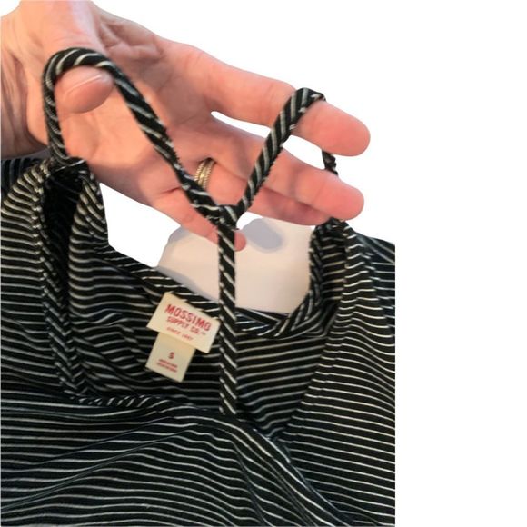Mossimo Black White Striped T-Front Top S (A-121) - Picture 3 of 8